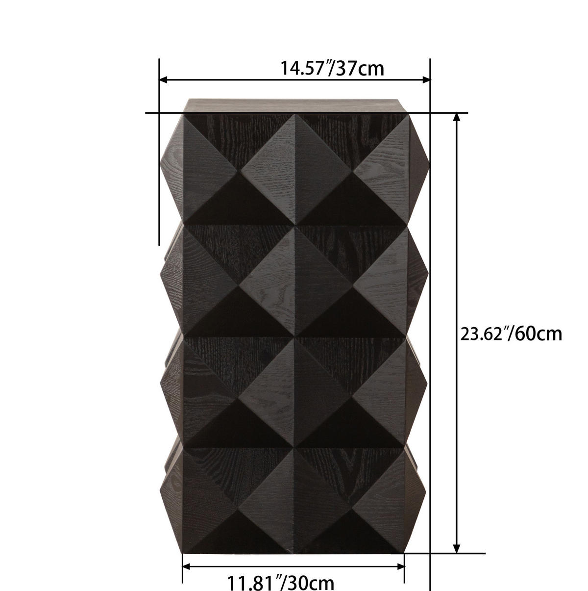 COUCHTISCH 60 cm Schwarz aus Massivholz und MDF im Vintage-Stil - Schwarz, Holzwerkstoff (37/37/60cm) - OKMYHOME