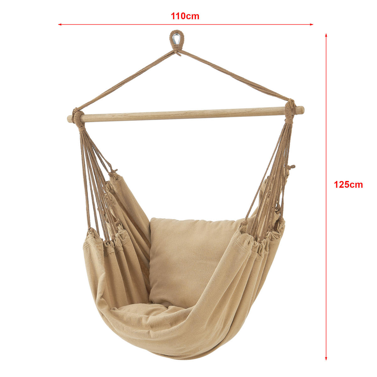 HÄNGESESSEL Peralvillo - Beige, Textil (110/125/60cm) - [en.casa]