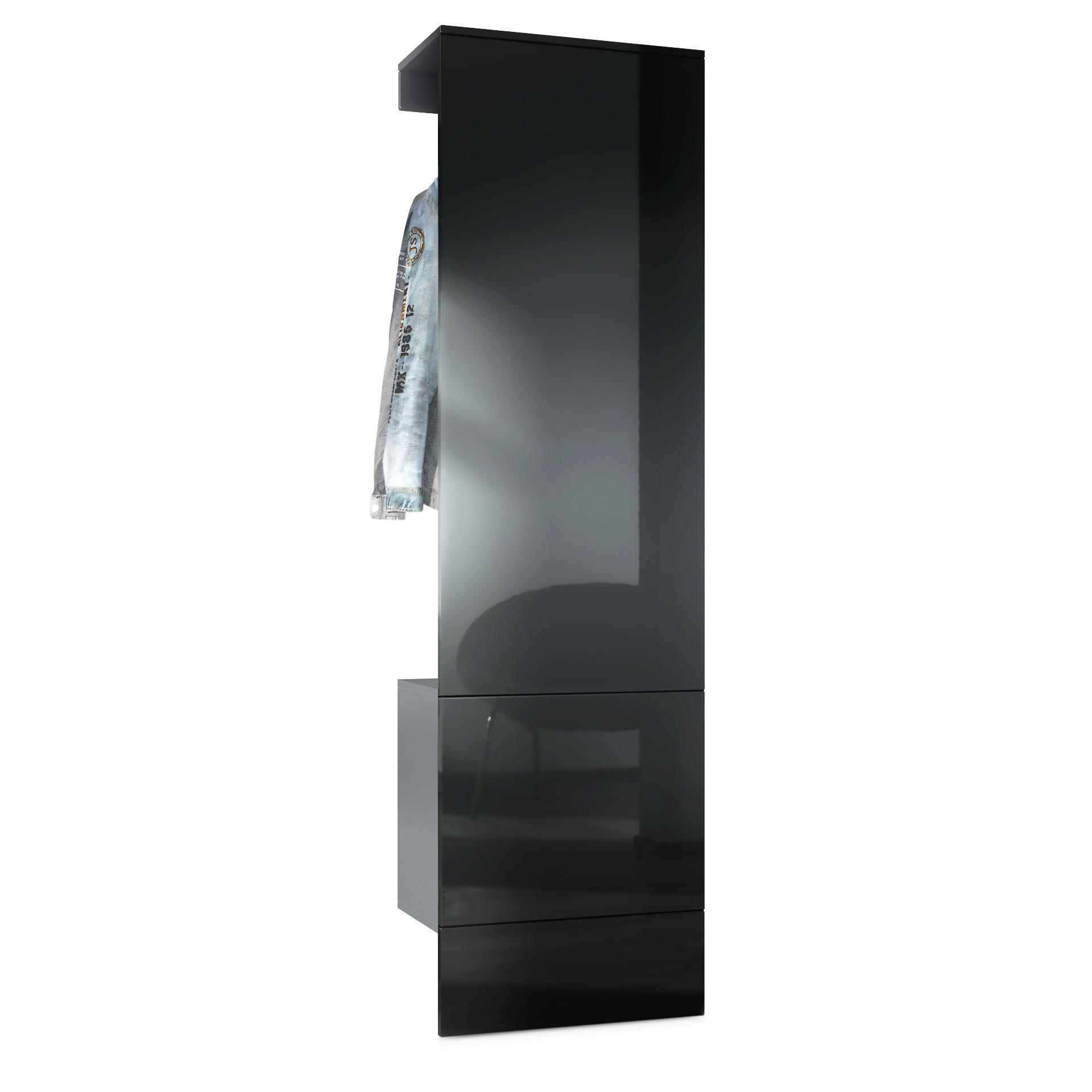 Vladon Garderobe Schwarz Hochglanz 52x193x35 cm
