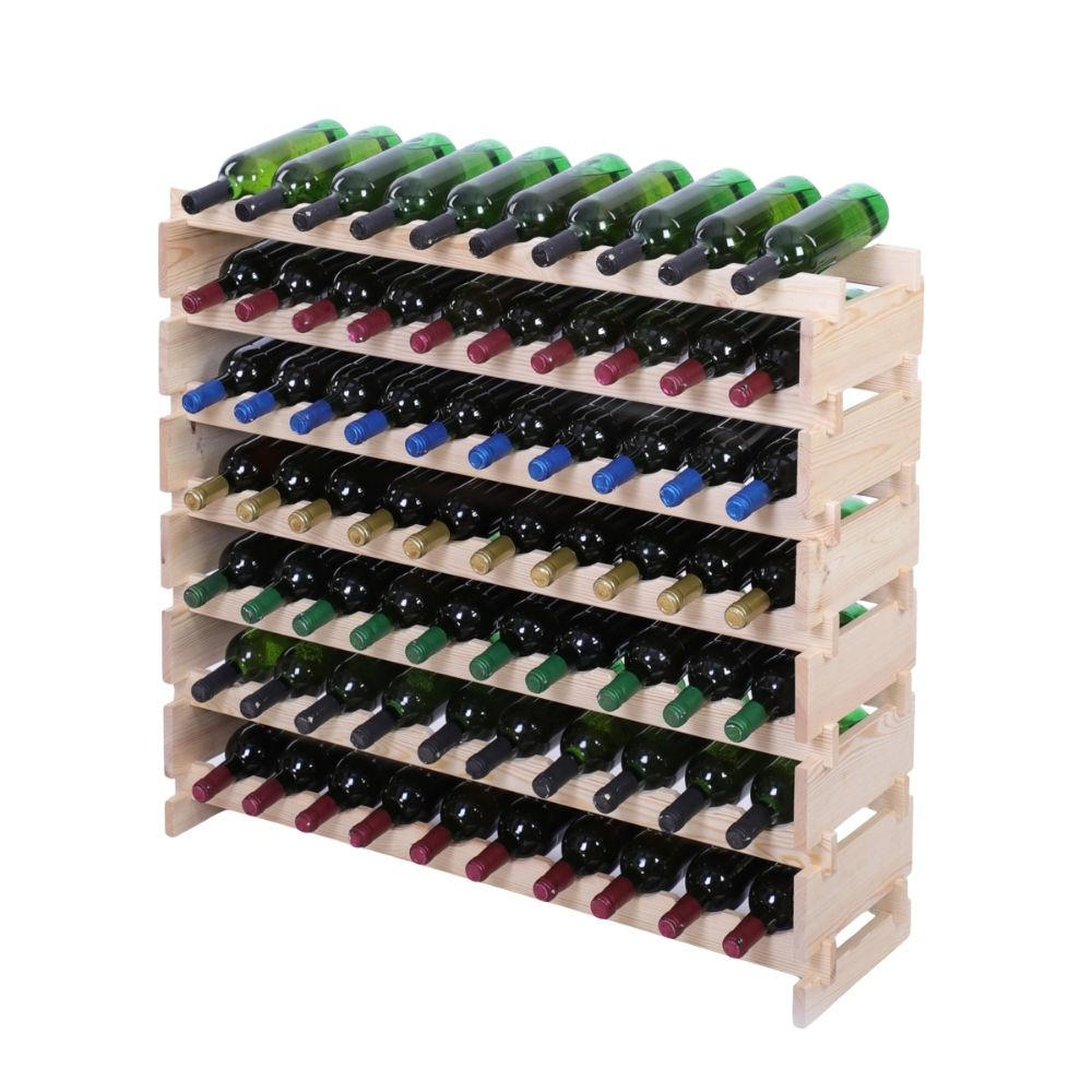 WEINREGAL VINOTECA FLEX PRO HxBxT 93x103x28cm 70 Flaschen auf 7 Ebene Natur unbehandelt - Naturfarben, Holz (103/93/28cm) - PROREGAL