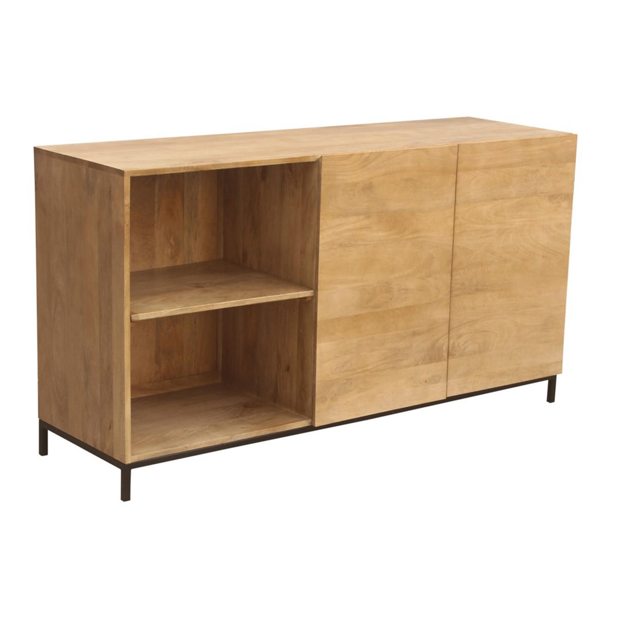 SIDEBOARD Industrie-Stil Mangoholz Metall YPSTER - Dunkelbraun, Holz (45/80/145cm) - Miliboo