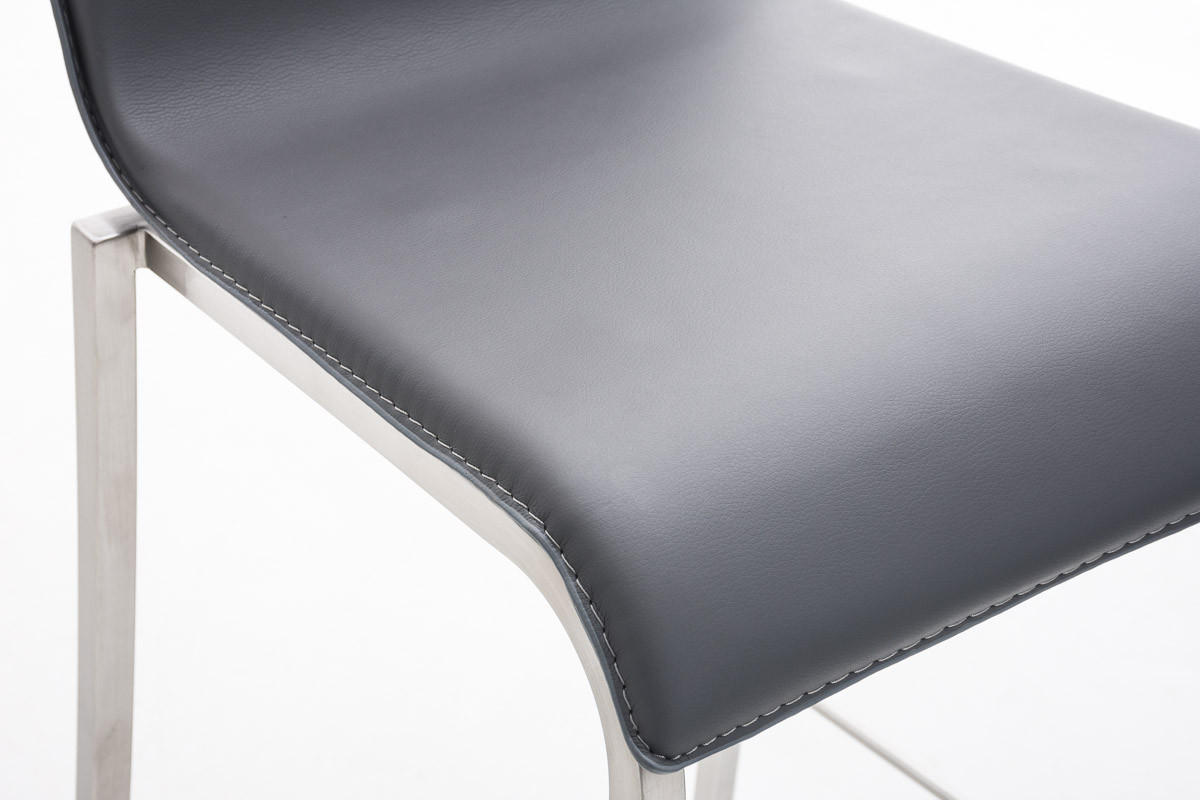 BARHOCKER Lederlook grau - Edelstahlfarben/Grau, Textil/Metall (43/103/51cm) - CLP