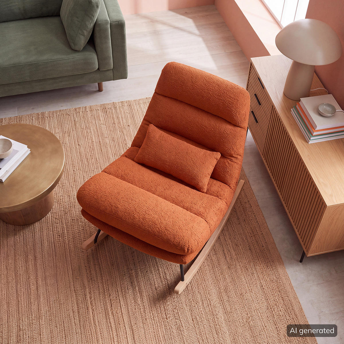 SCHAUKELSESSEL - Metall / Textil - Terracotta, Textil/Metall (82/83/89cm) - home24