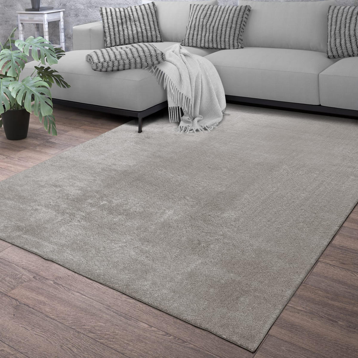 FLACHWEBETEPPICH Grau 200 x 200 cm - Grau, Kunststoff (200/200cm) - TT Home