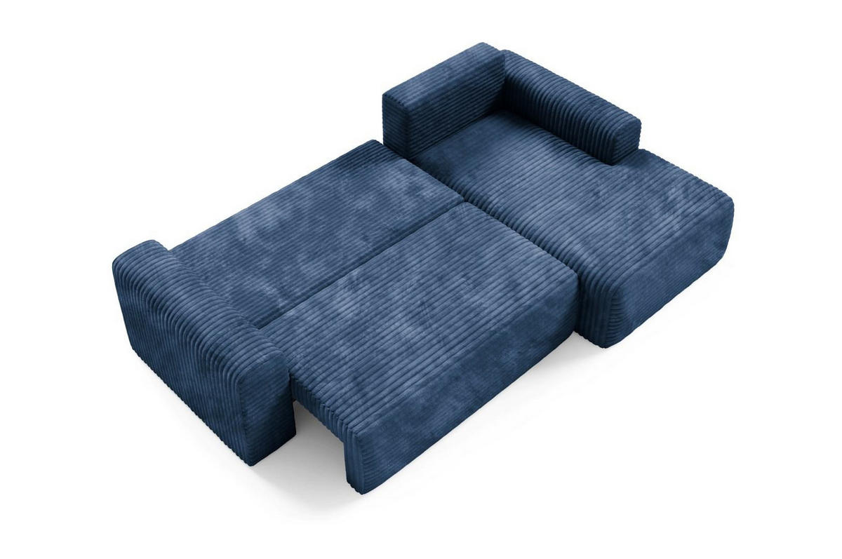 ECKSOFA mit Schlaffunktion Blau - Dunkelblau, Textil (268/163cm) - Furnisell