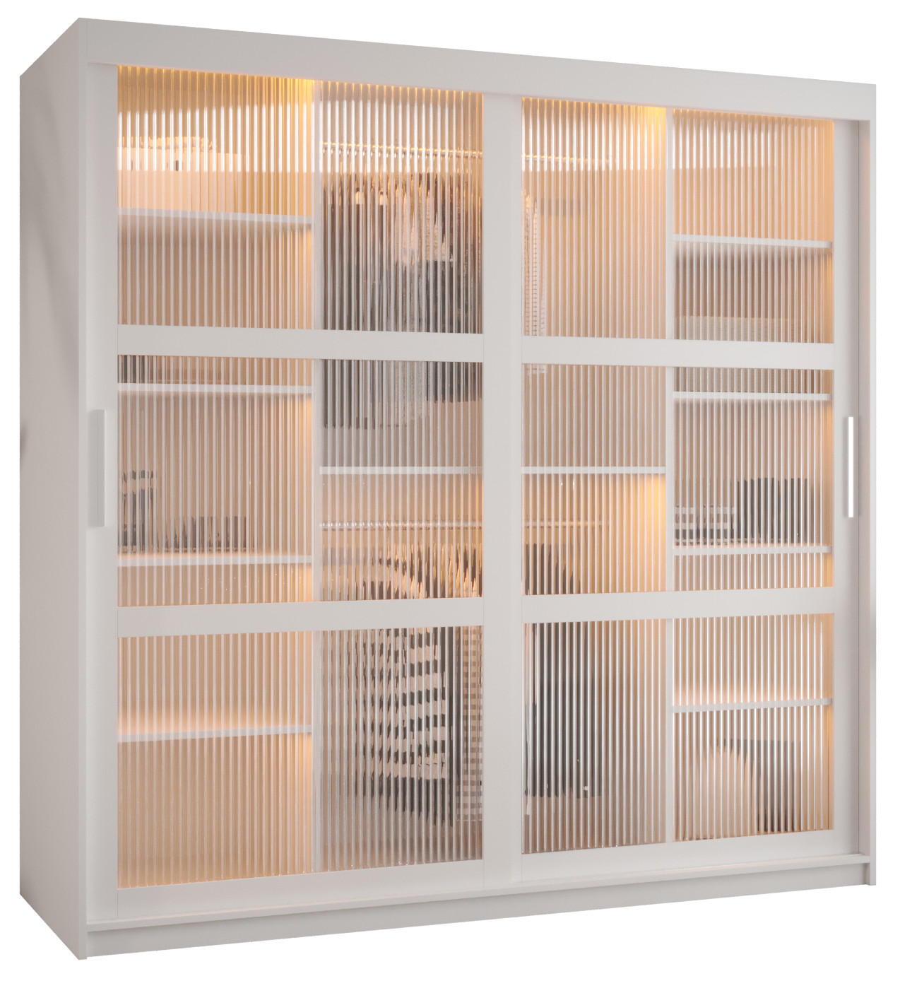 SCHWEBETÜRENSCHRANK 200/180/62 2-türig - Silberfarben/Weiß, Holz/Kunststoff (180/200/62cm) - Abiks Möbel