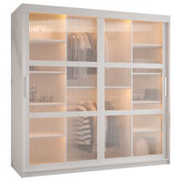 SCHWEBETÜRENSCHRANK 200/180/62 2-türig - Silberfarben/Weiß, Holz/Kunststoff (180/200/62cm) - Abiks Möbel