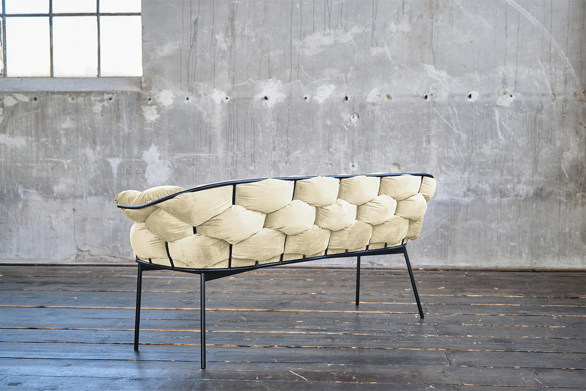 SITZBANK MONTY Weiß Velvet - Weiß, Textil (160/70/62cm) - KAWOLA