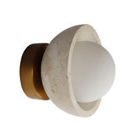 WANDLEUCHTE Pietra, Beige, Weiß und Holz, 9.5cm - Beige, Glas (15/9.5/9.5cm) - KOSILUM