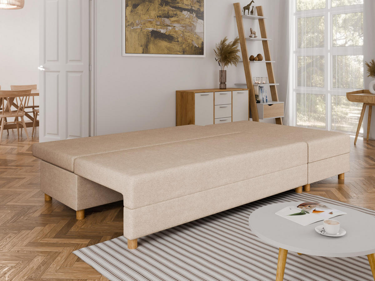 ECKSOFA Lellice L-Form- links oder rechts montierbar, beige - Beige, Holz (214/122cm) - Panda Möbel