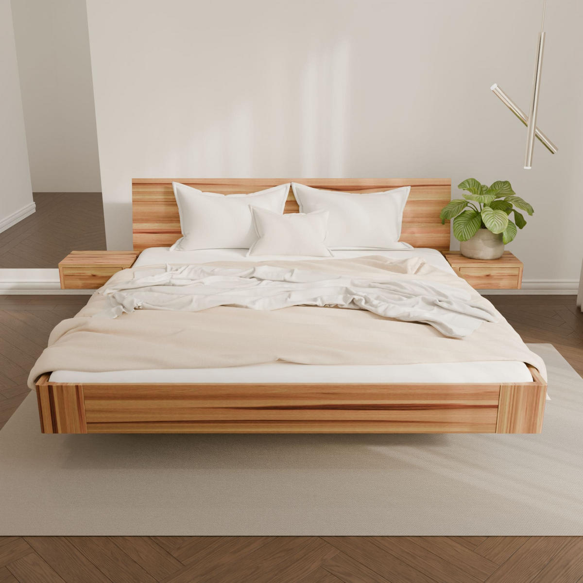 SCHWEBEBETT 200/220 cm aus Kernbuche - Braun, Holz (200/220cm) - MeinMassivholz