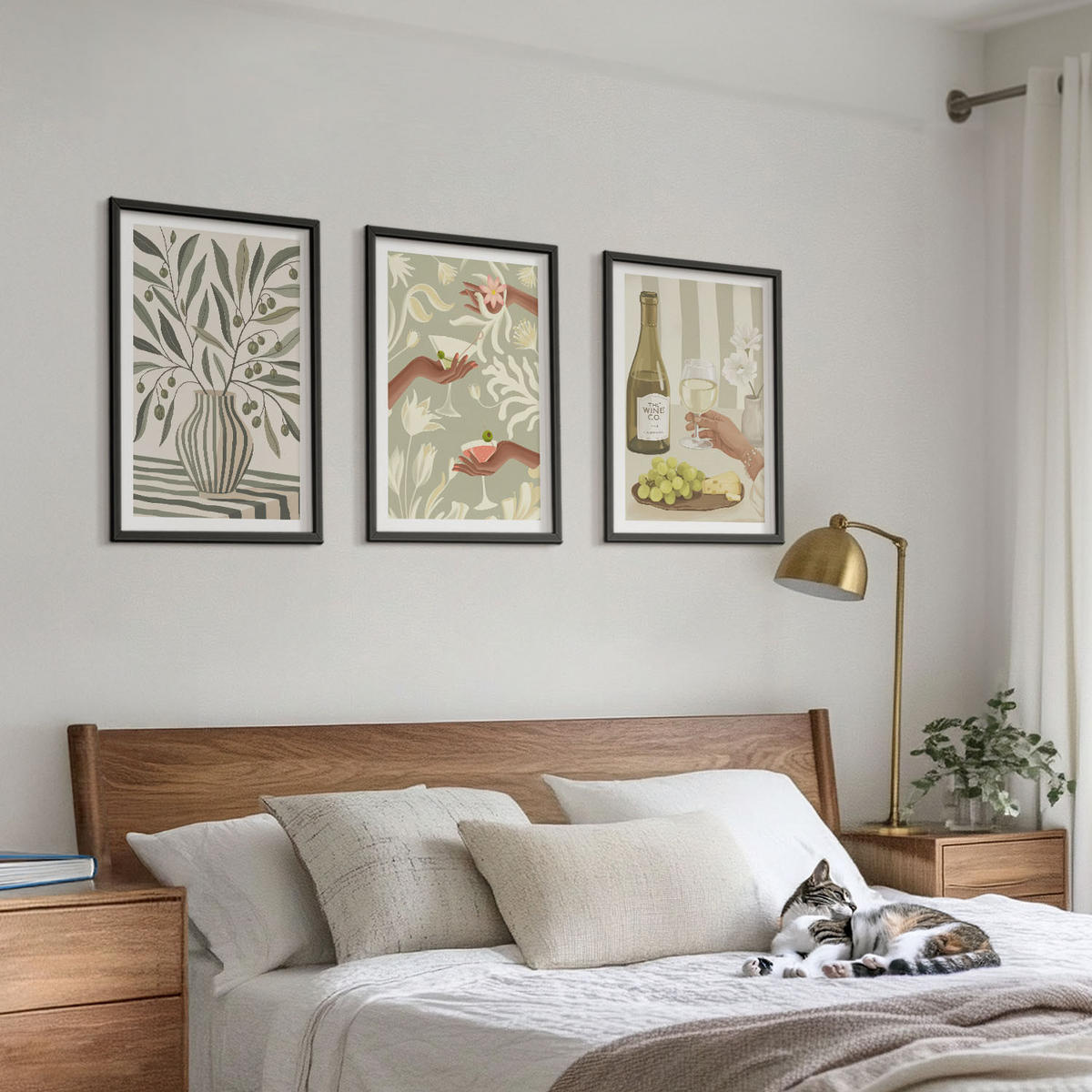 BILDER SET 3er Set - 40x60 cm Schwarzer Rahmen - Rustikale Cocktails mit Olivenblüten - Schwarz, Kunststoff (40/60cm) - TULUP