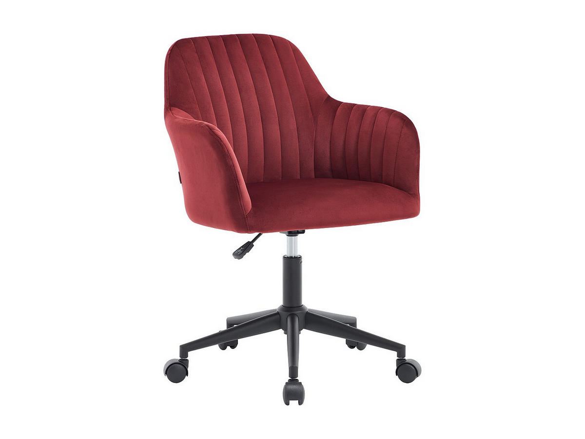 BÜROSTUHL ohne Armlehnen - 59 cmcm x 61.5 cmcm - Samt, Stoff - Bordeaux - ELEANA - Bordeaux, Textil (59/89/61.5cm) - Vente-Unique