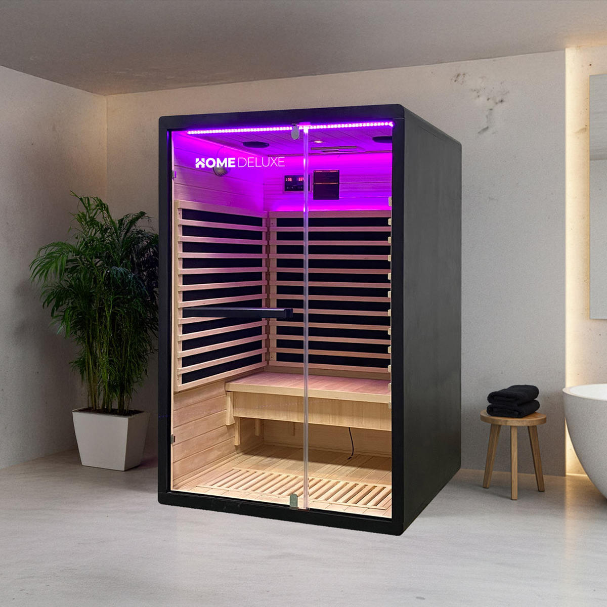 INFRAROTKABINE NERO M - Schwarz - Schwarz, Holz (120/190/105cm) - Home Deluxe