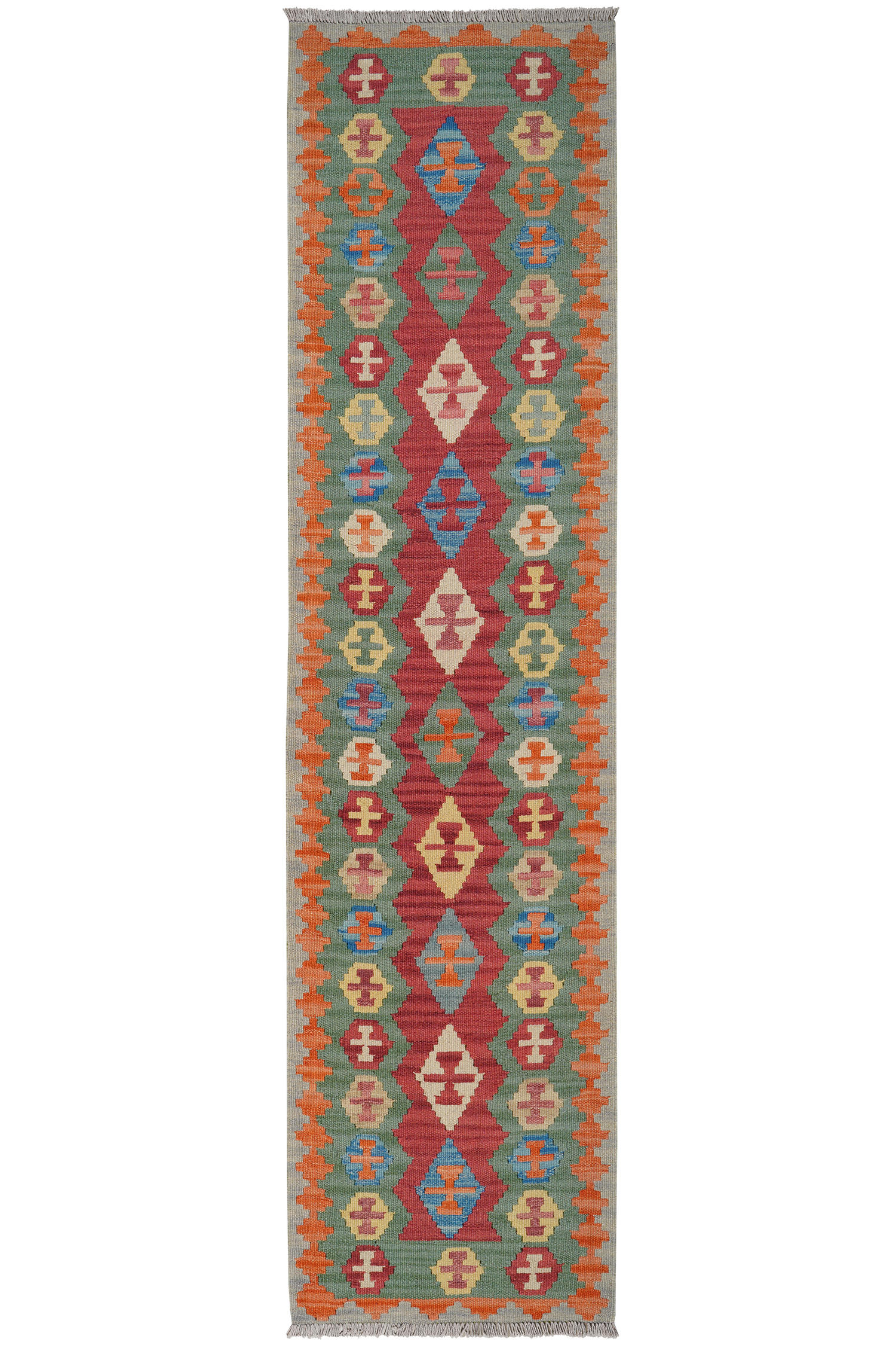 HANDWEBTEPPICH Kelim Gashgai Rot 246/61 cm Schurwolle - Rot, Textil (61/246cm) - Looma