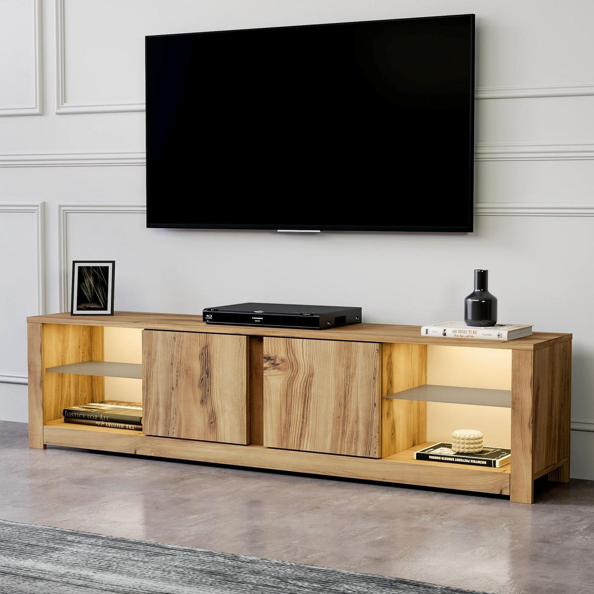 TV-MÖBEL aydos Braun - Braun, Holz (35/45/180cm) - Habitat Garten