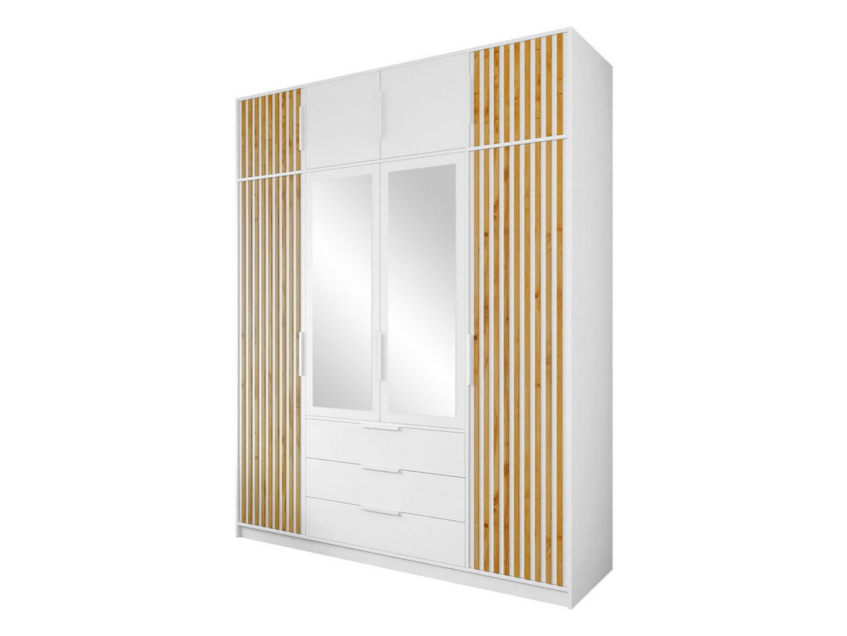 KLEIDERSCHRANK Bali Lux D4 mit Schrankaufsatz - Weiß, Holzwerkstoff/Metall (196/245/58cm) - MIRJAN24