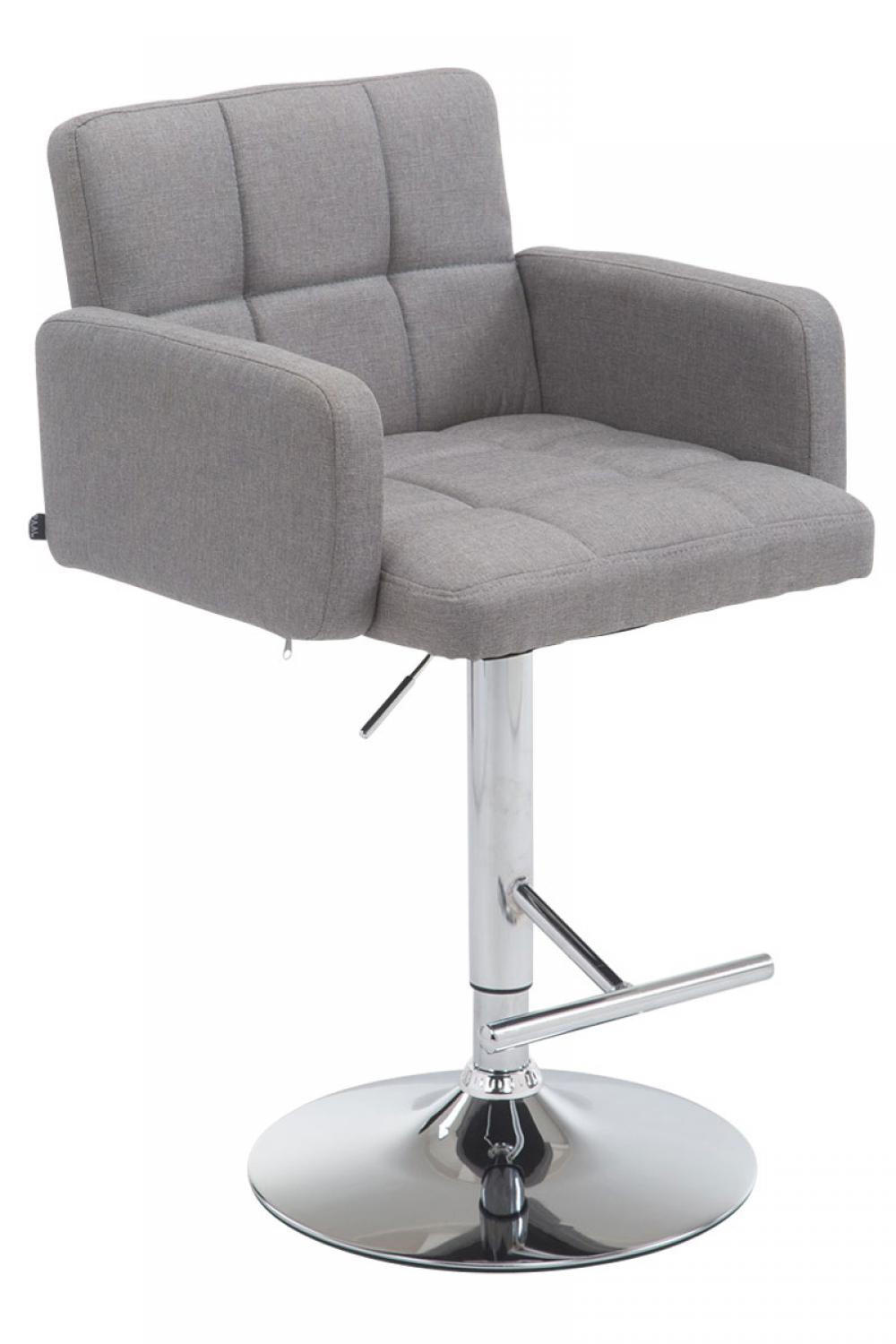 BARHOCKER Stoff grau - Chromfarben/Grau, Textil/Metall (60/93/56cm) - CLP