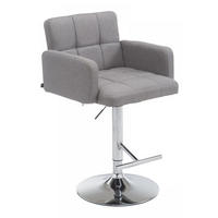 BARHOCKER Stoff grau - Chromfarben/Grau, Textil/Metall (60/93/56cm) - CLP