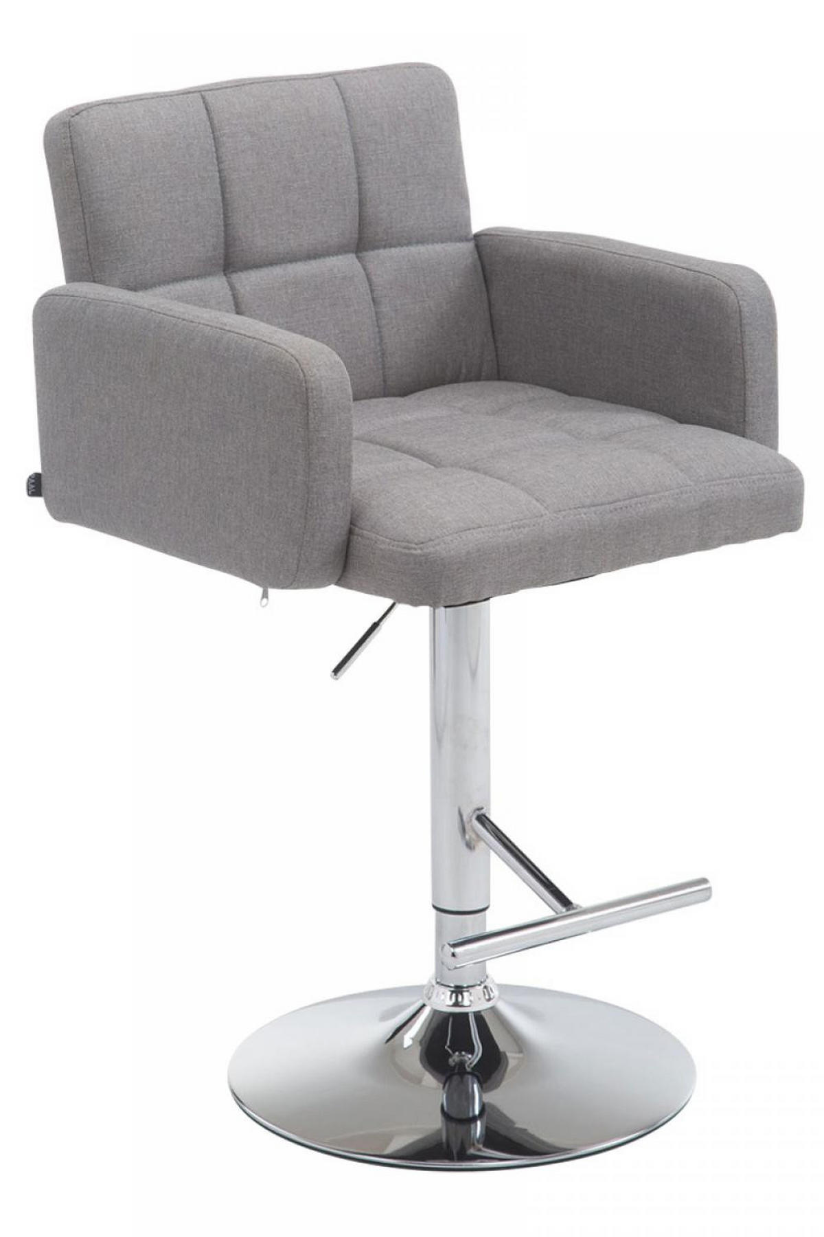 BARHOCKER Stoff grau - Chromfarben/Grau, Textil/Metall (60/93/56cm) - CLP