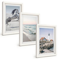 BILDER SET 3er Set - 20x30 cm Weißer Rahmen - Pferde, Strand, Leuchtturm, Wellen - Weiß, Kunststoff (20/30cm) - TULUP