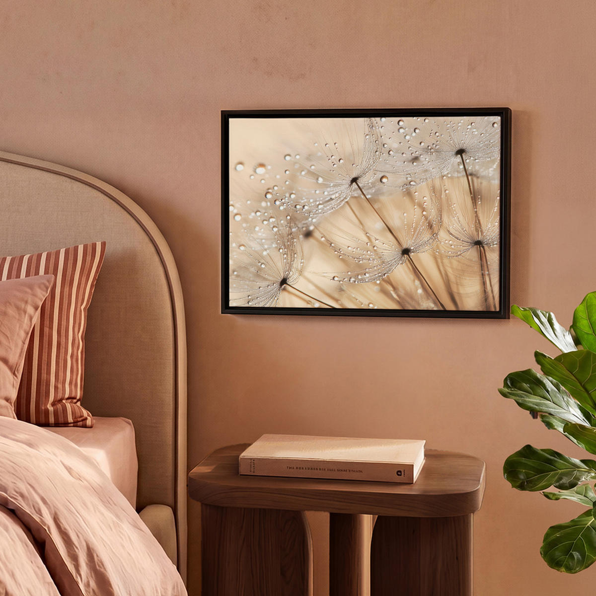 LEINWAND Bilder mit Rahmen - Löwenzahn - Abstrakt - Natur - Beige - 40x30 - Braun, Textil (40/30cm) - MuchoWow