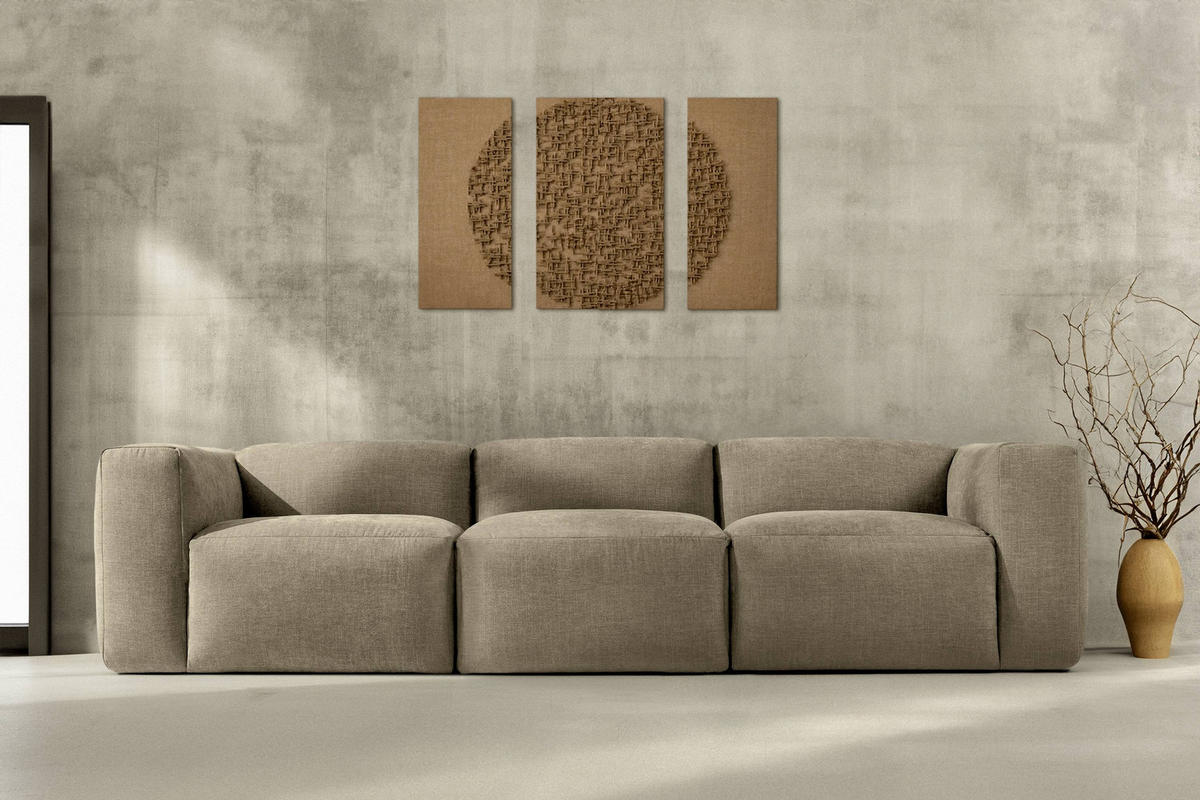 3-SITZER-MODULSOFA BUFFO mit extrem weicher und bequemer Sitzfläche, Gewebestoff, sandfarben - Sandfarben, Textil (290/73/96cm) - KONSIMO®
