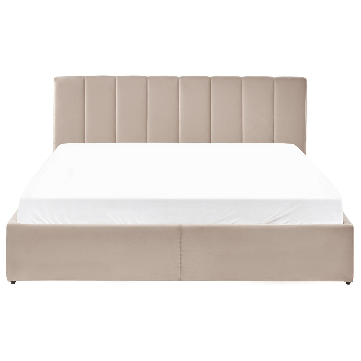 BETT mit Stauraum 180/200 cm Samtstoff Taupe Dreux - Taupe, Textil (180/200cm) - Beliani