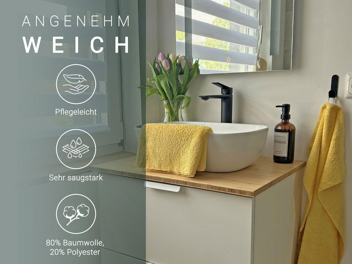 HANDTÜCHER, 10er-Set, 50x100 cm, 80% Baumwolle, 20% Polyester, Gelb - Gelb, Naturmaterialien (50/100cm) - Zollner