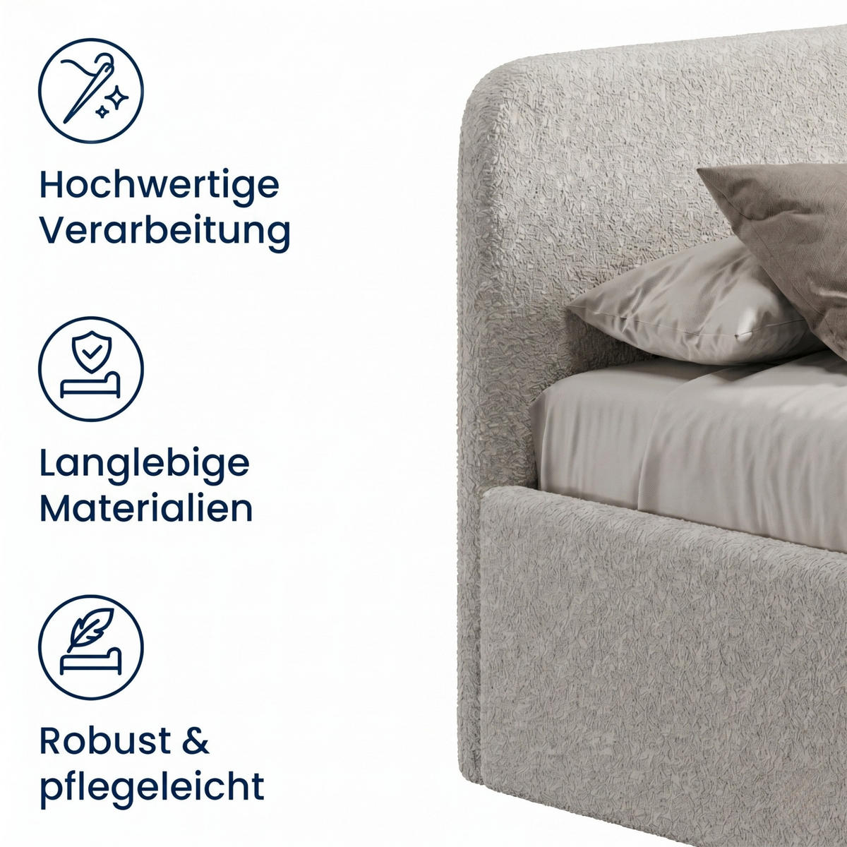 POLSTERBETT 200x200 cm Bouclé Silber - Silberfarben, Textil (200/200cm) - Home Collective