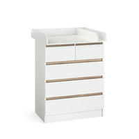 KOMODA ZA PRESVLAČENJE Emma Bijela-Sonoma 80 x 110.2 cm s 5 ladica - bijela/svijetlo smeđa, drvni materijal (80/110.2/76cm) - Vicco