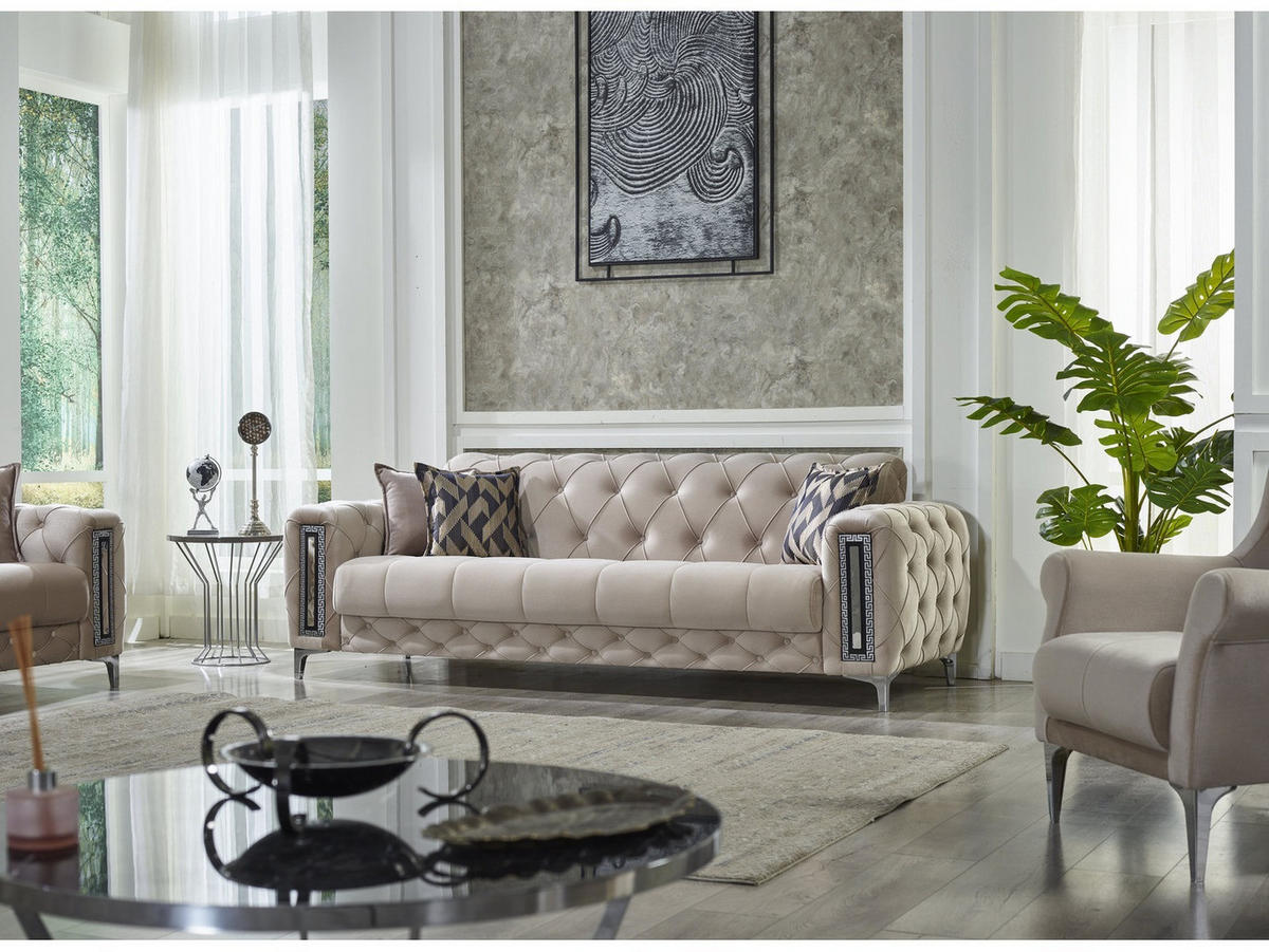 3-SITZER SOFA Rosario Beige - Beige, Holzwerkstoff/Kunststoff (237/80/100cm)