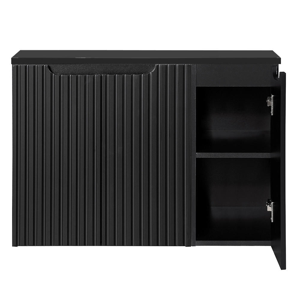WASCHBECKENSCHRANK Newport-56 - Schwarz, Holzwerkstoff (90/60/40cm) - Lomado