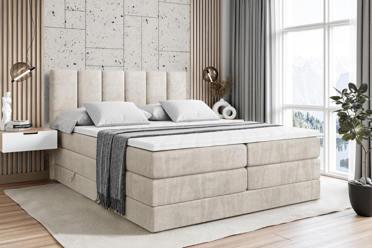 BOXSPRINGBETT BOXI1 KING - 120x200 - H3/H4 - Creme - Creme, Holzwerkstoff (120/200cm) - ALTDECOR