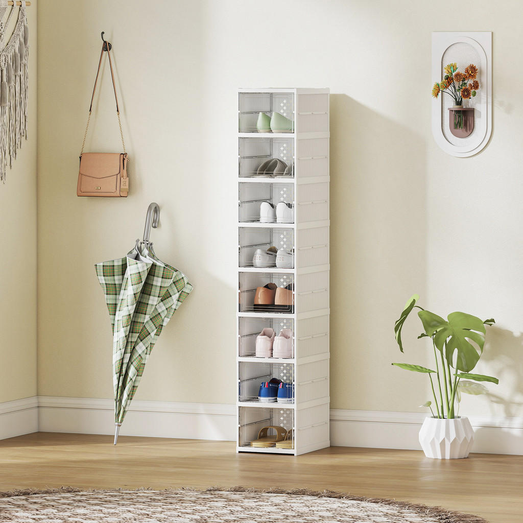 Thumbnail - Homcom Schuhboxen, Weiß, Kunststoff, 26x140x35 cm, Garderobe, Schuhaufbewahrung, Schuhschränke