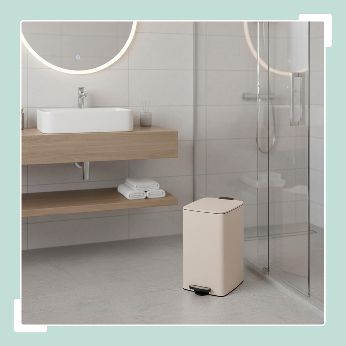 MÜLLEIMER - Beige, Kunststoff/Metall (29/53/34cm) - Relaxdays