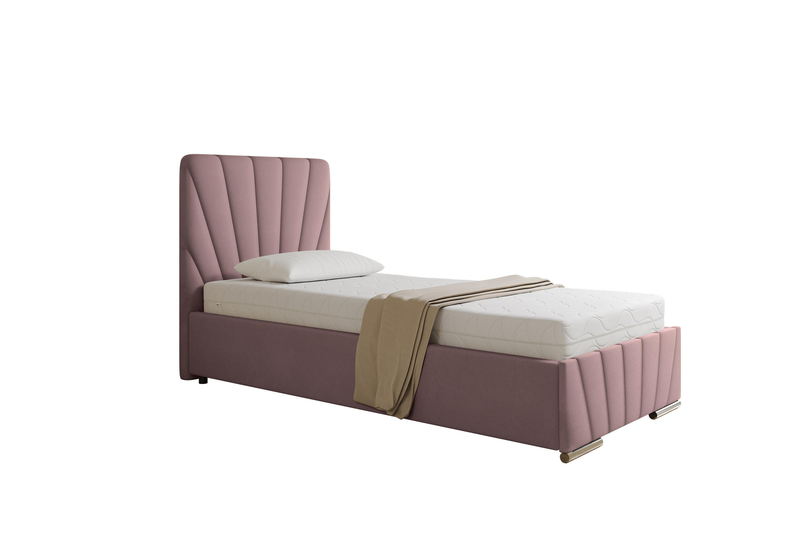 POLSTERBETT Ray 90 x 200 cm mit Bettkasten, Lattenrost und Taschenfederkernmatratze Pocket - Rosa - Rosa, Holz (90/200cm) - Panda Möbel