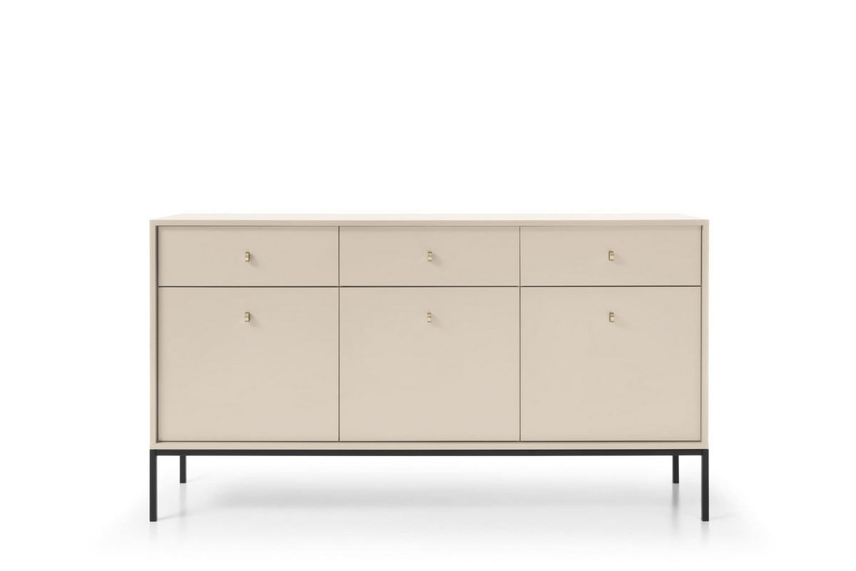 KOMMODE - kommode Melody III 154 Beige + Schwarz - Beige/Schwarz, Holzwerkstoff (154/83/39cm) - Möblo