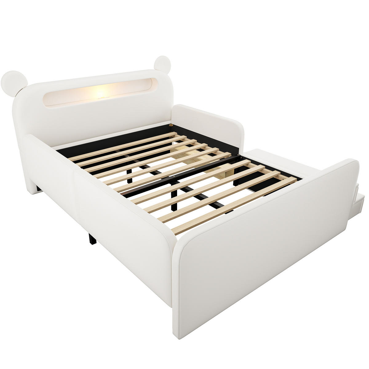 KINDERBETT 140/200 cm DE-32672 mit Bären-Kopfteil Weiß - Weiß, Holzwerkstoff (140/200cm) - ComfortXL