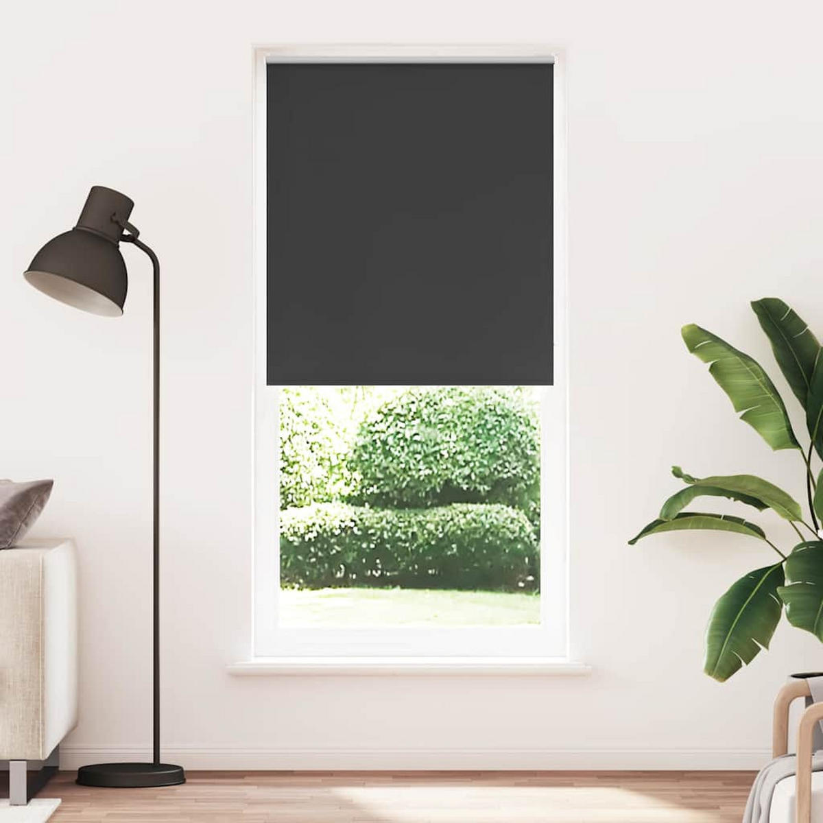 VERDUNKELUNGSROLLO 124,4/230 cm Stoffbreite 120 cm aus Polyester Schwarz - Schwarz, Textil (120/1/230cm) - vidaXL