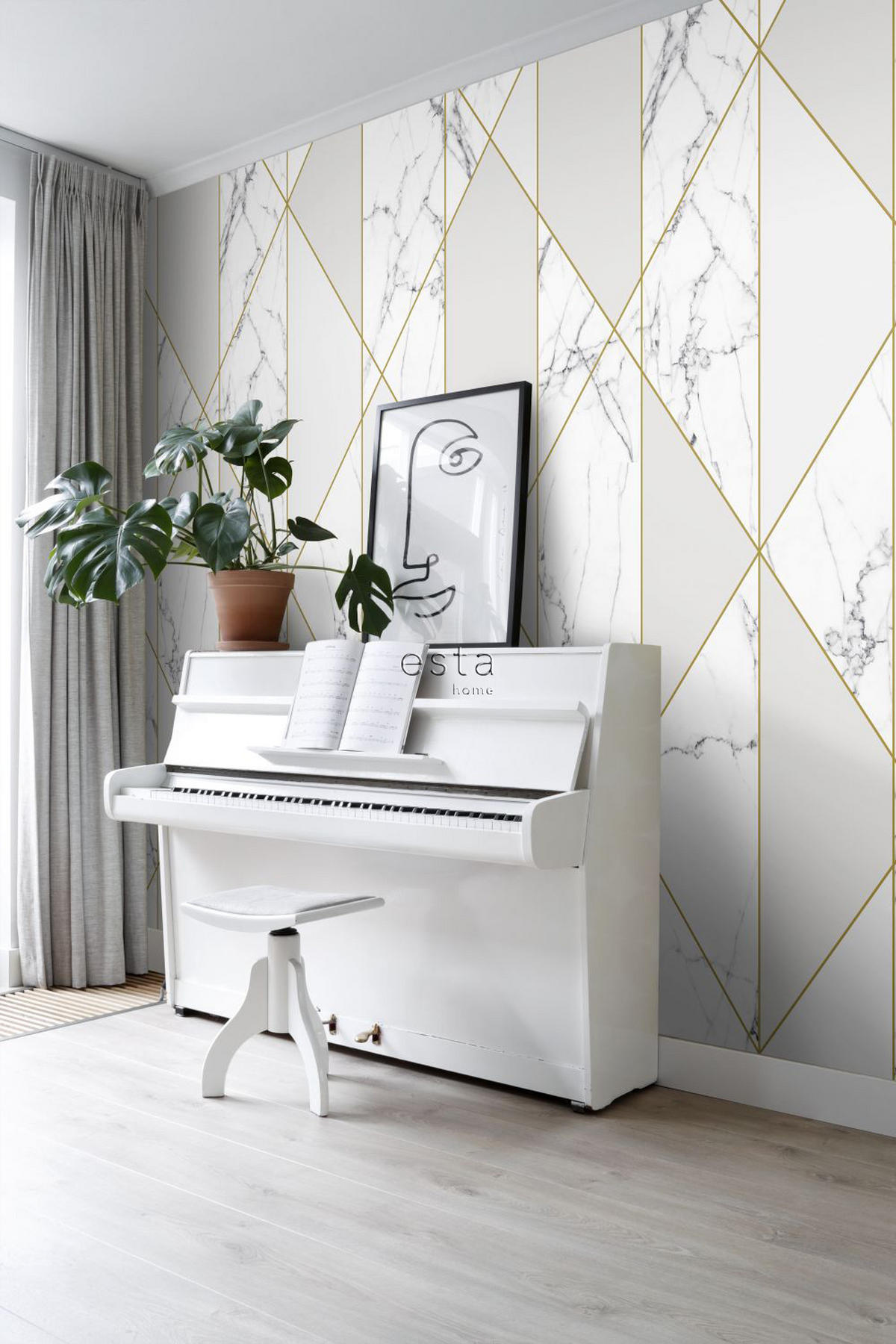 FOTOTAPETE Marmor-Optik 250 x 279 cm - Weiß, Papier (250/279cm) - ESTAhome