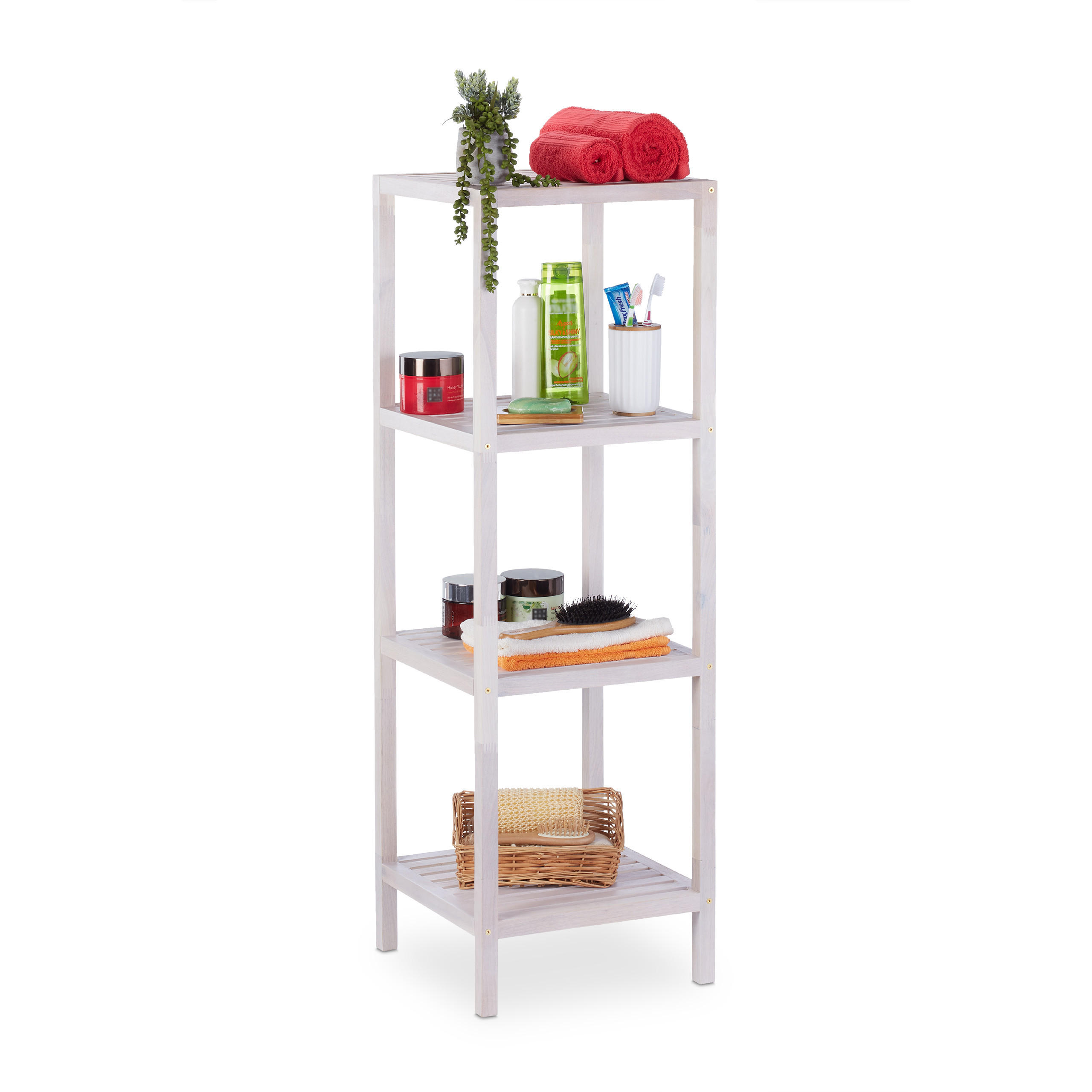 BADREGAL - Weiß, Holz (36/112/36cm) - Relaxdays