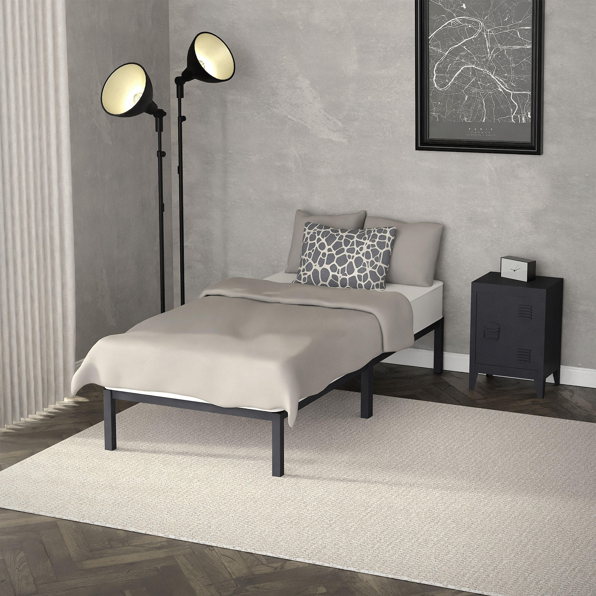METALLBETT 200/90 cm - Anthrazit, Metall (90/200cm) - ML-DESIGN