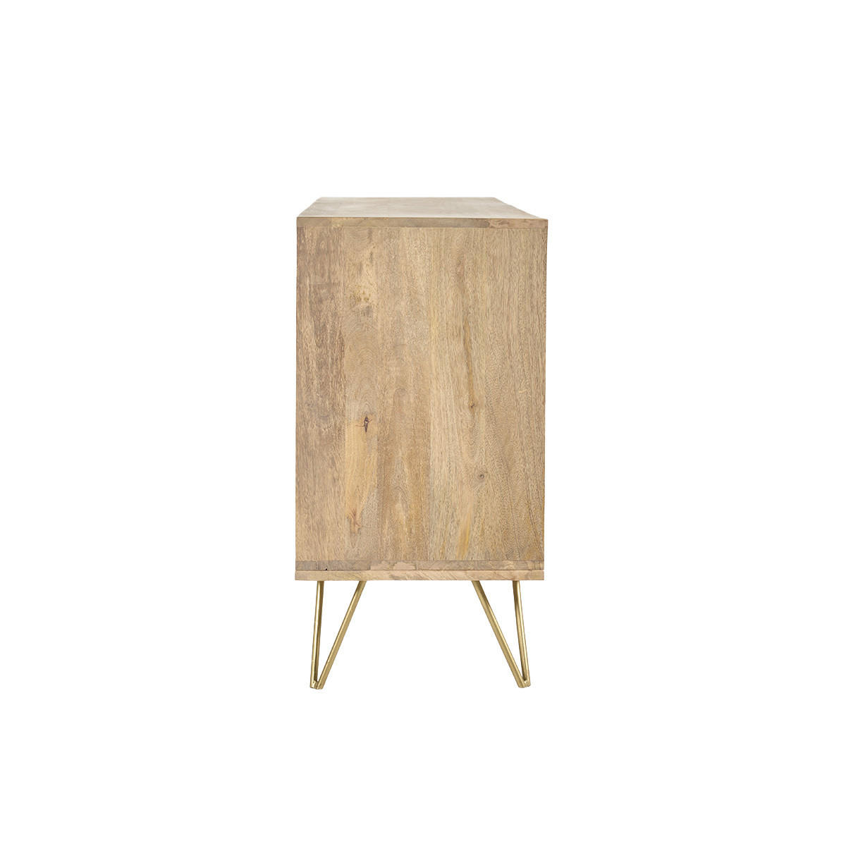 ANRICHTE Mit Kerbung Mangoholz Goldfarbenes Metall LINUM - Eukalyptusholzfarben, Holz (40/75/145cm) - Miliboo
