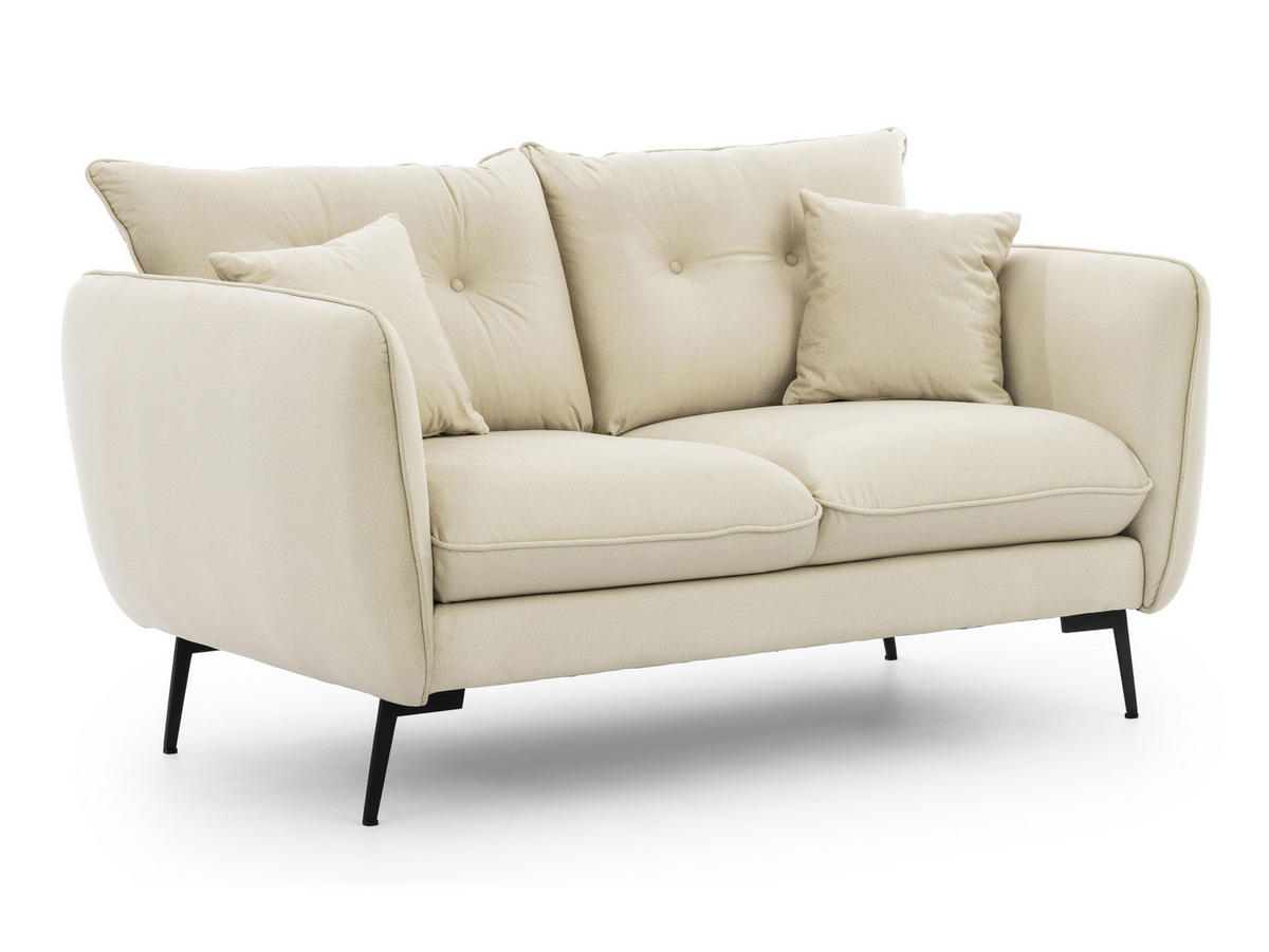 2-SITZER-SOFA Nordloft Beige Samt - Beige/Schwarz, Holz/Textil (174/86/100cm) - S-Style Möbel