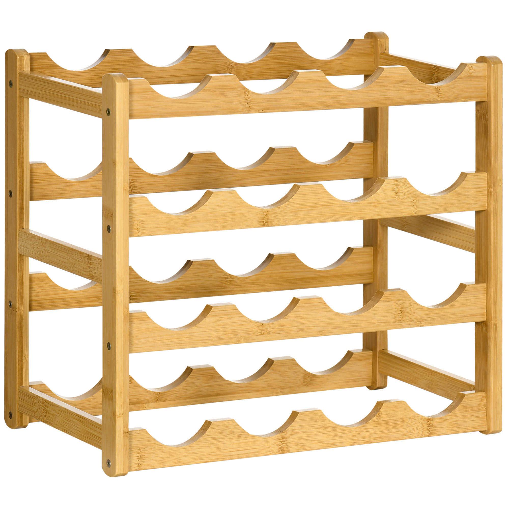WEINREGAL Flaschenregal Weinhalter für 16 Flaschen Standregal aus Bambus Natur - Naturfarben, Naturmaterialien (23.5/38/43cm) - HOMCOM