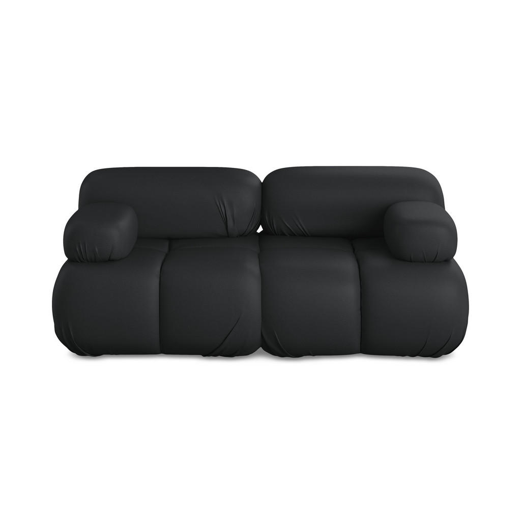 Thumbnail - Makamii 2-Sitzer-Sofa, Schwarz, Leder, Füllung: Schaumstoff, 190x70x96 cm, Made in EU, Wohnzimmer, Sofas & Couches, Sofa...