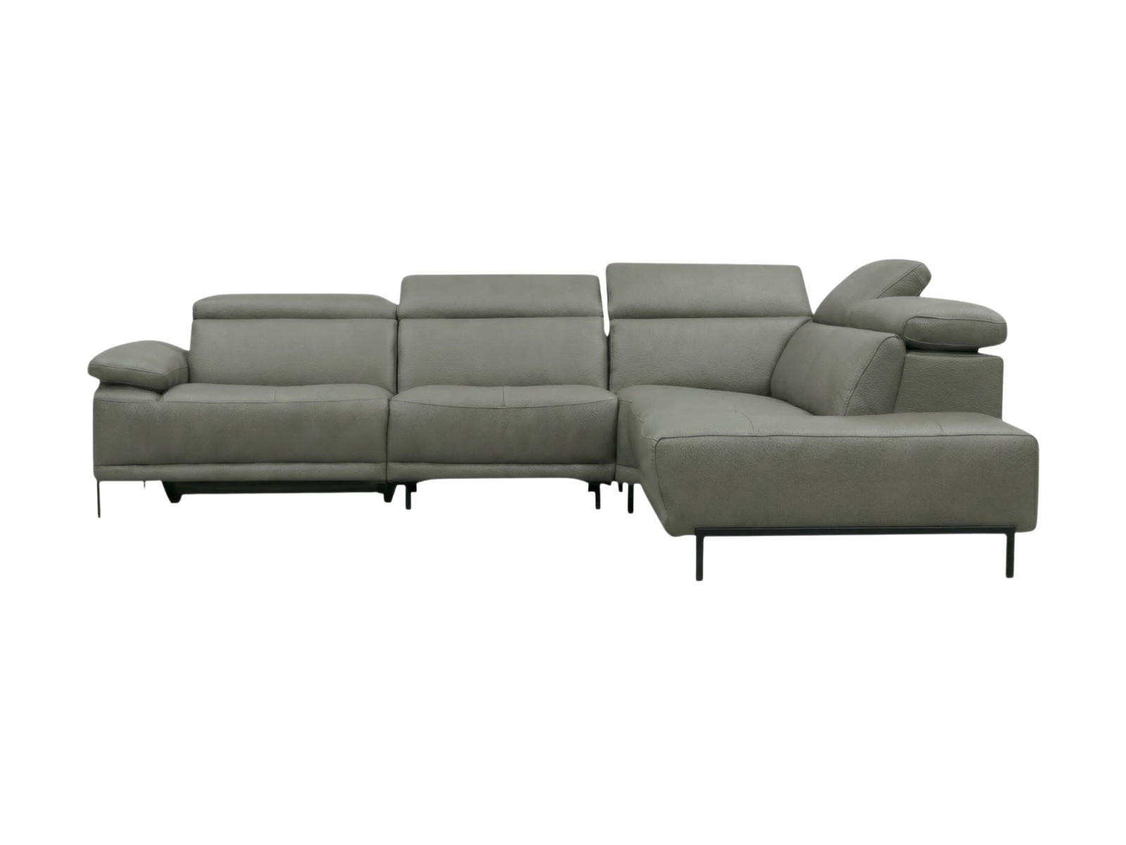 ECKSOFA Linus Echtleder Perlgrau - Hellgrau, Leder/Metall (262/220cm)