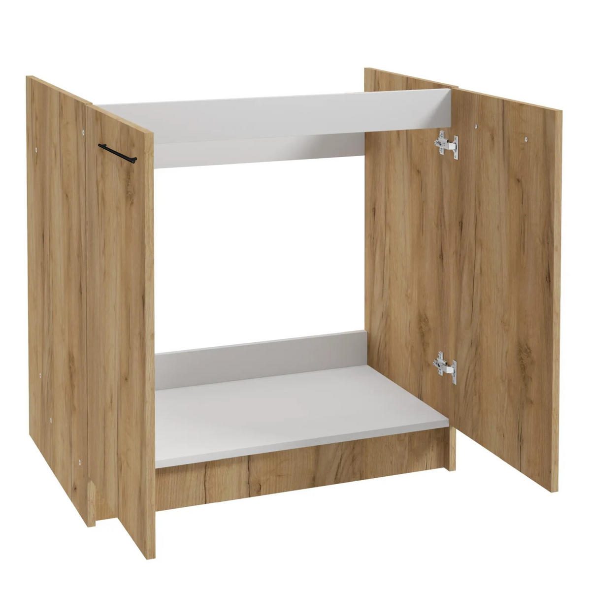 SPÜLUNTERSCHRANK 80cm mit Armatur + Siphon Eichenfarbe - Eichefarben, Holzwerkstoff (80/81/46cm) - Stamar