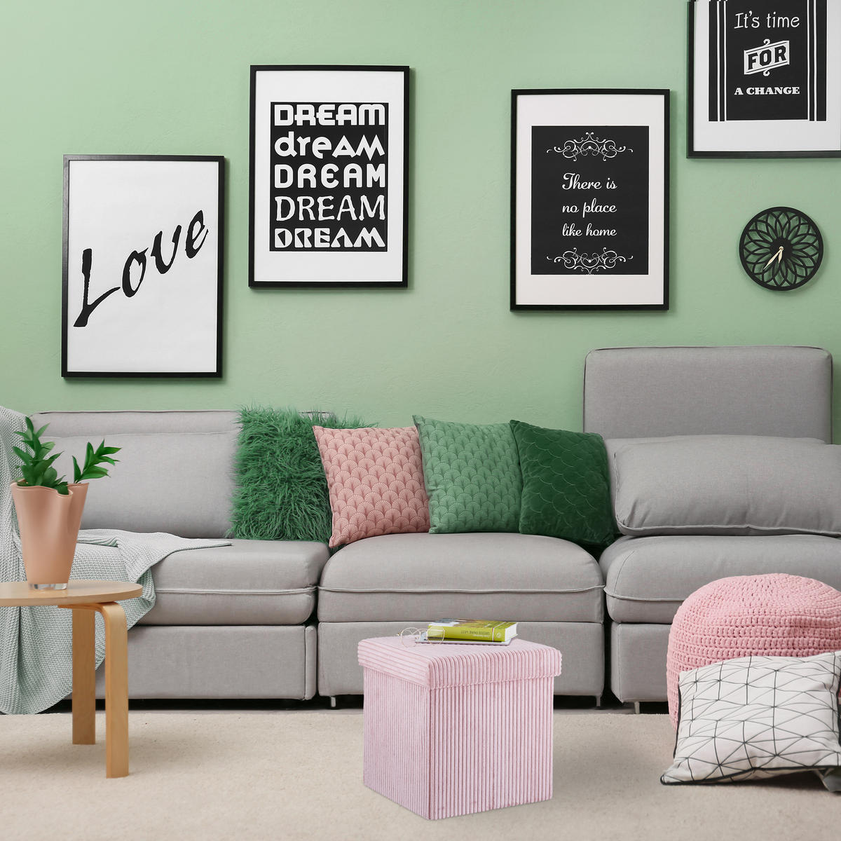 SITZWÜRFEL - Rosa, Holzwerkstoff/Textil (38/38/38cm) - Relaxdays